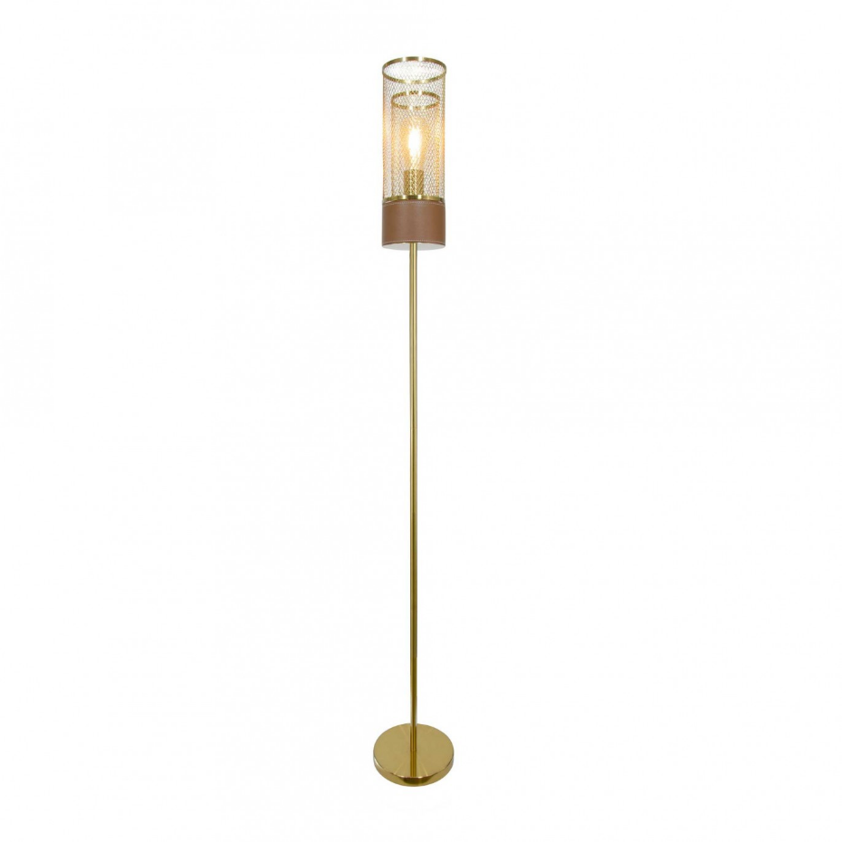 Lampadaire en métal et aspect cuir, ACUERO