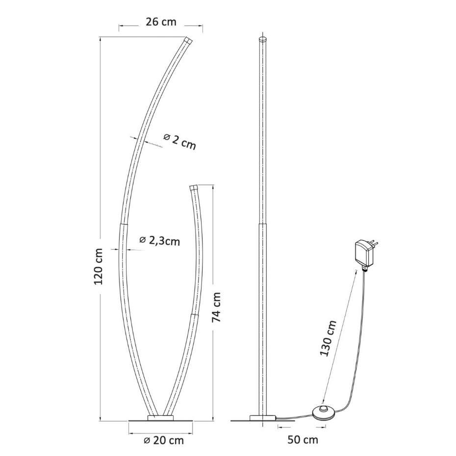 Lampadaire design avec LED intégrée - MOA