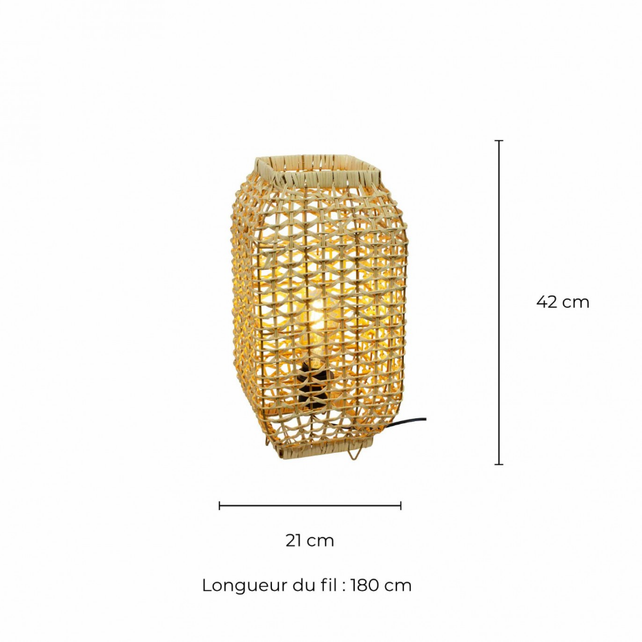 Lampe à poser en rotin et métal petit modèle, AMBA