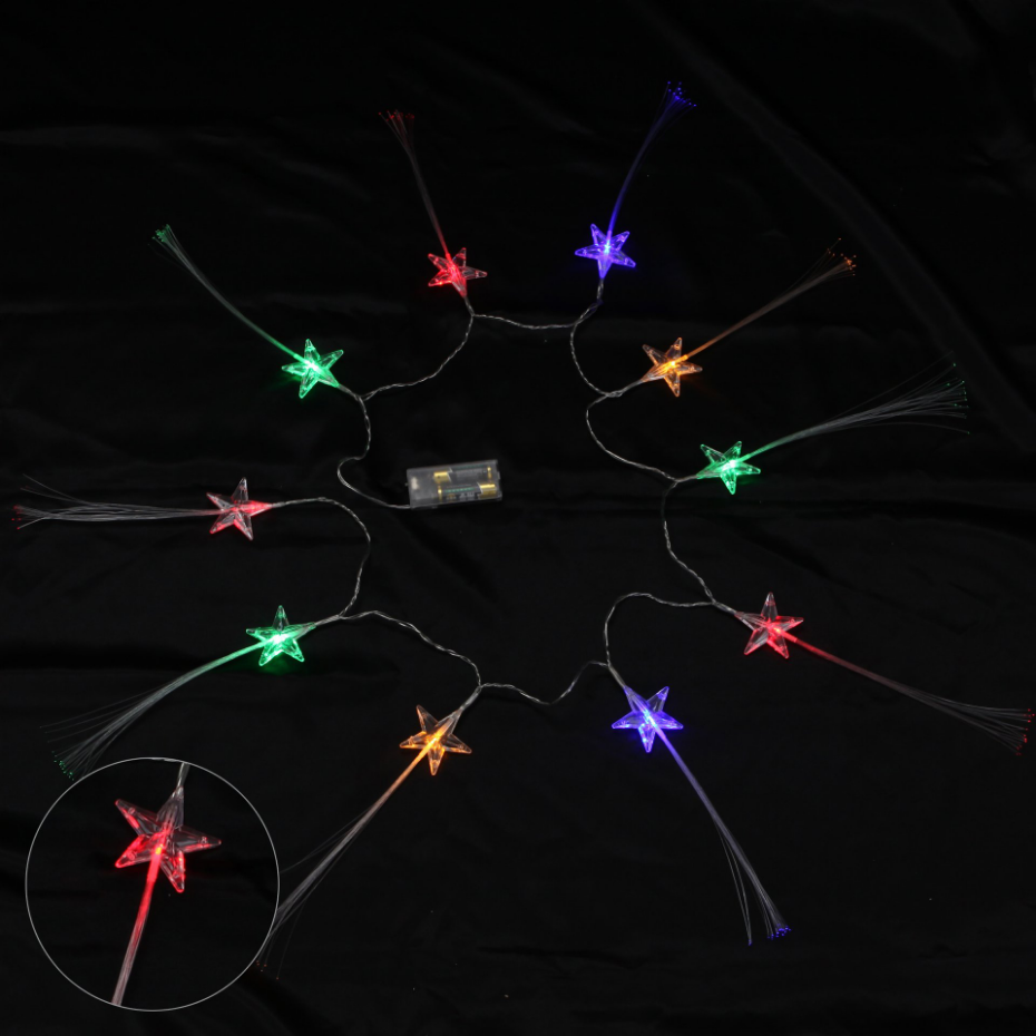 Guirlande Lumineuse LED Étoiles Fibre Optique 10 LED Multicolores