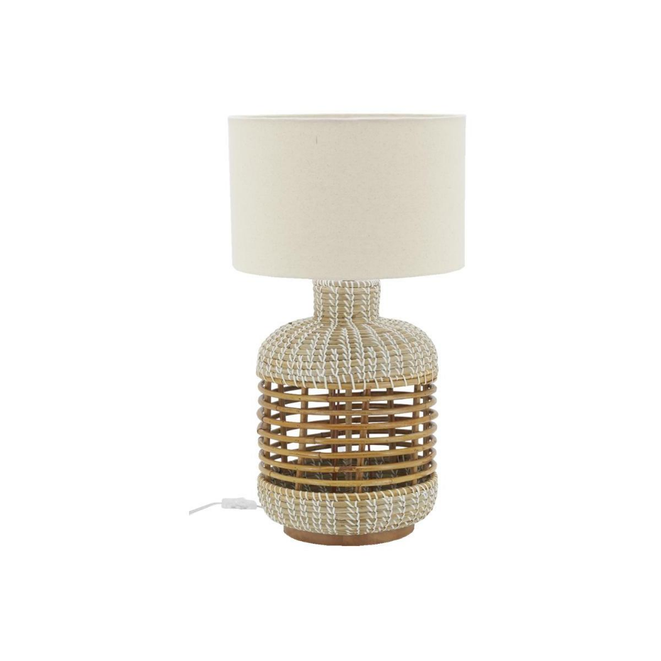 Lampe à pied en jonc et rotin naturel et blanc