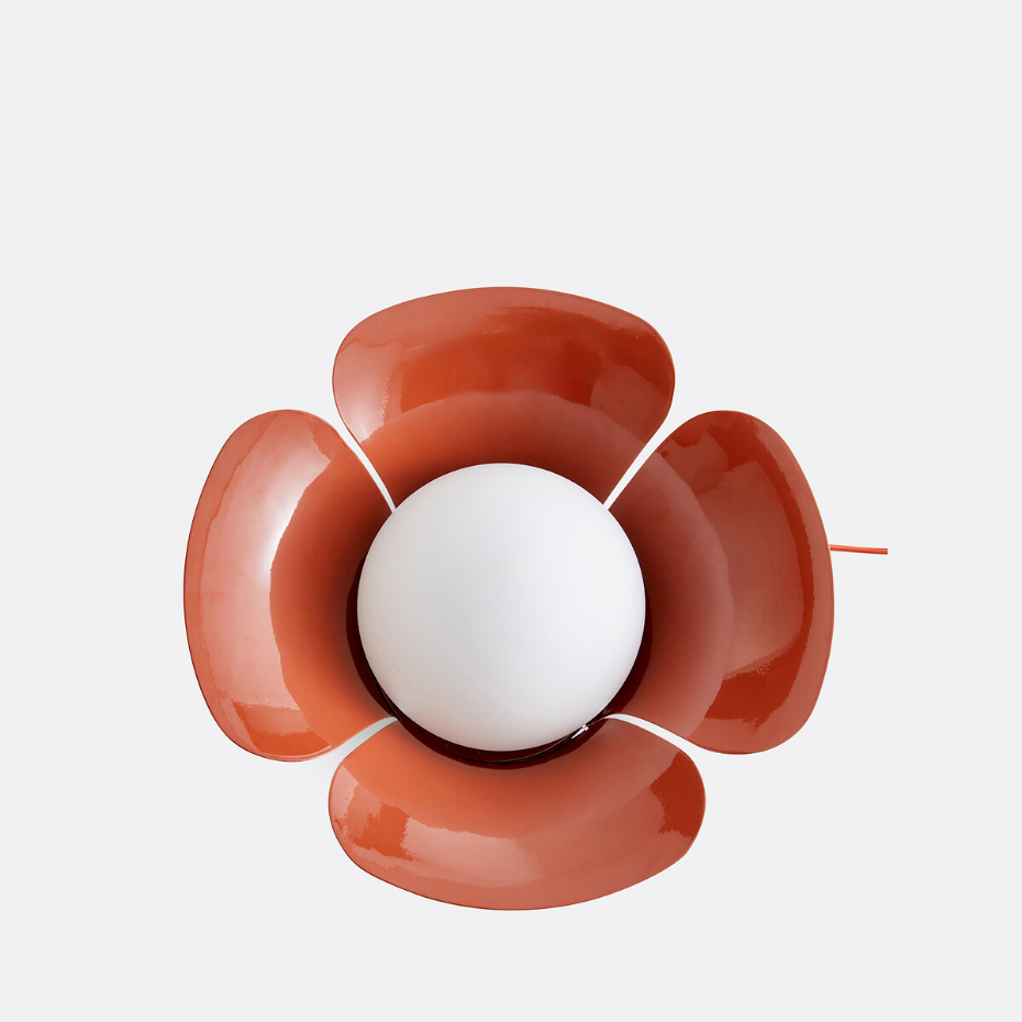 Lampe à poser tulipe, métal fer et opaline, Tessen