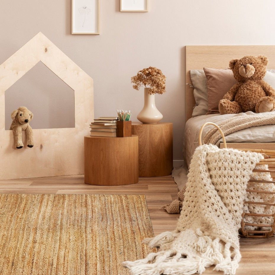 Tapis de salon en jute tressé main motif lignes  SUNNY JUTE