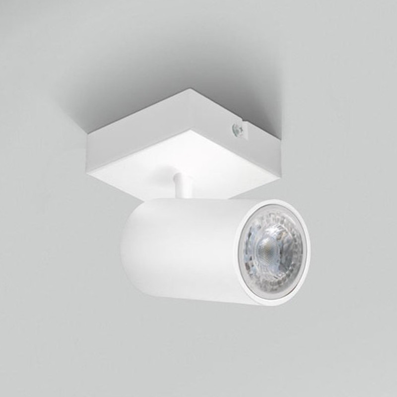 Spot orientable Base Carré Métal Blanc Gu10
