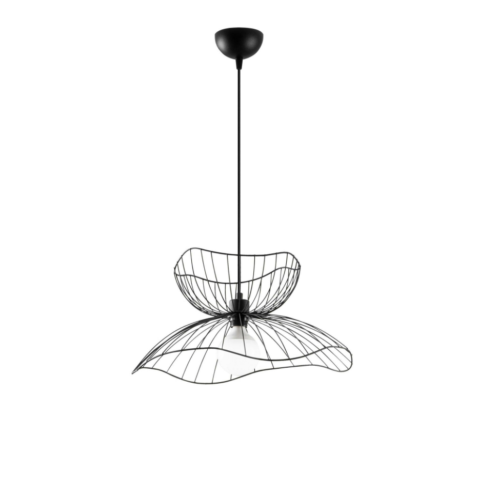 Suspension design noire filaire fleur stylisée SINOP