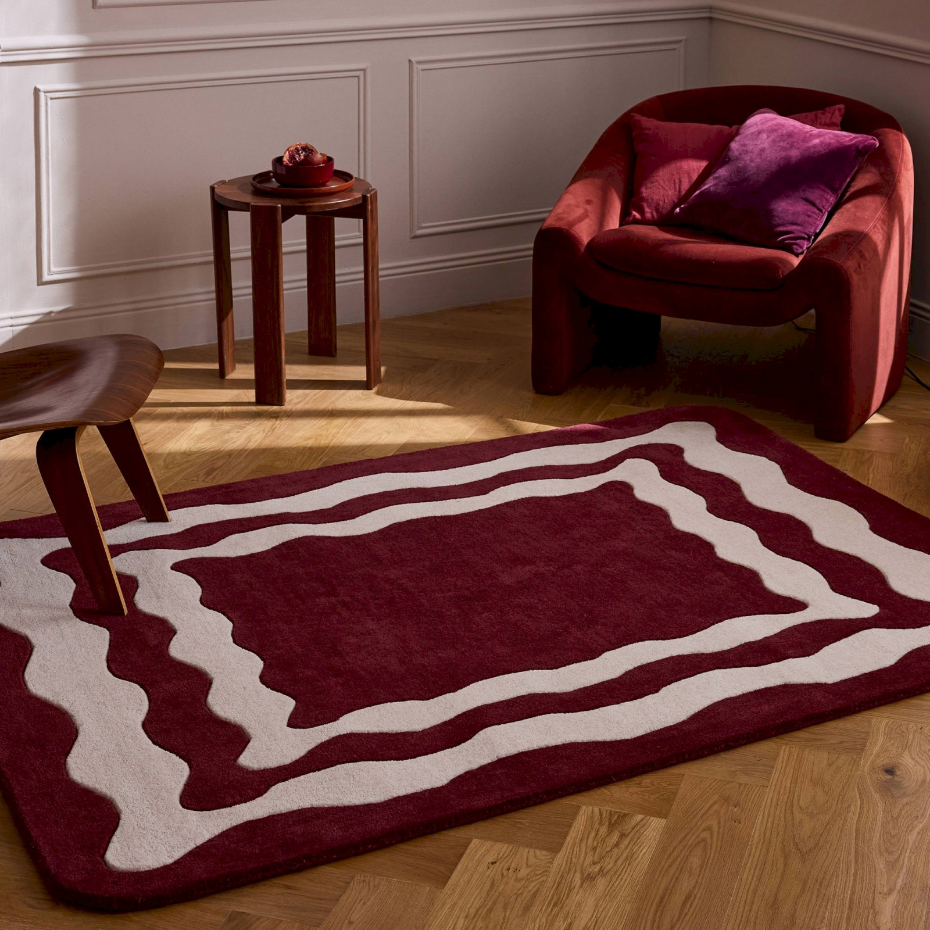 Tapis fait main en laine et coton  d'orage