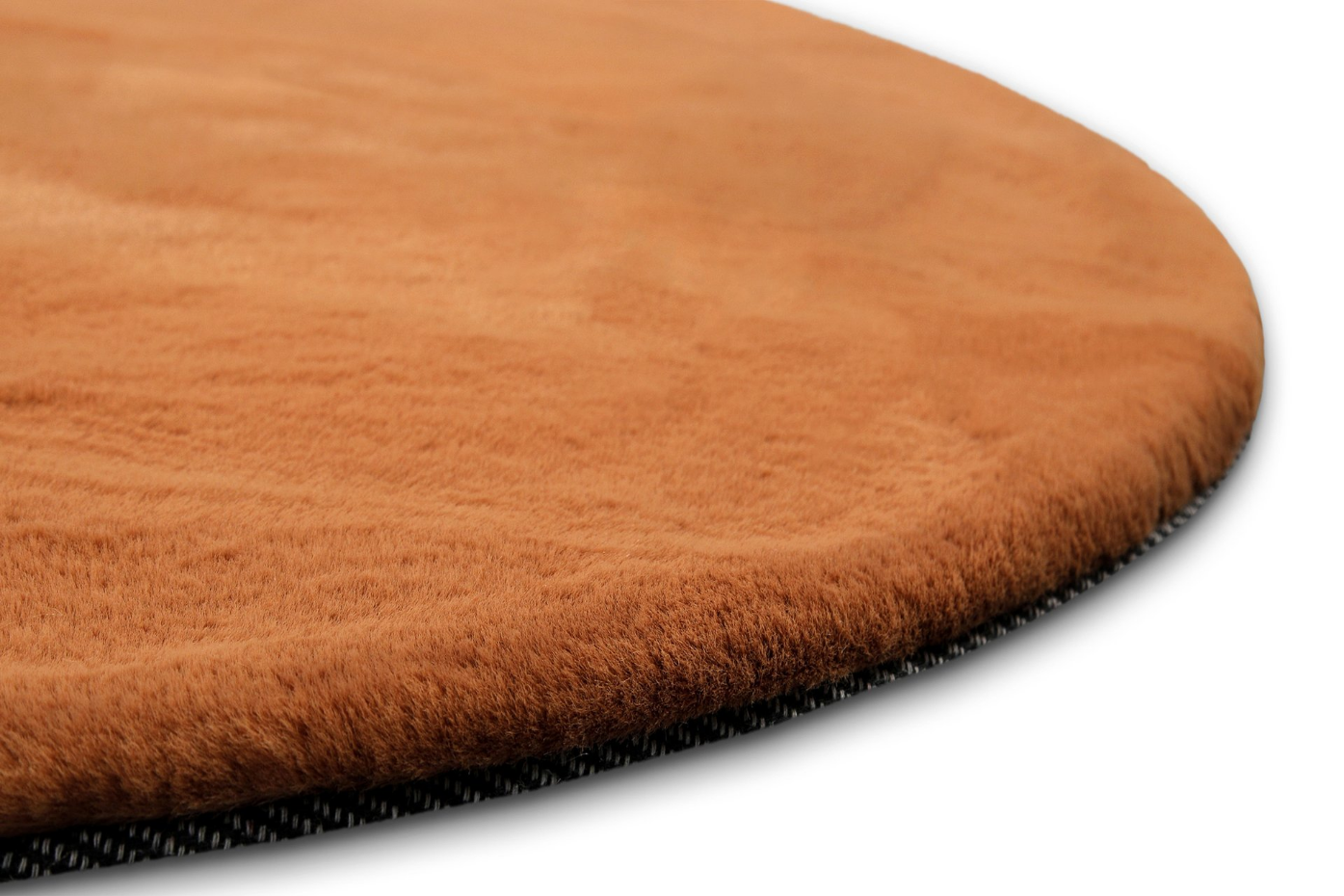 Tapis salon rond doux sensation peau de lapin ,  Anna