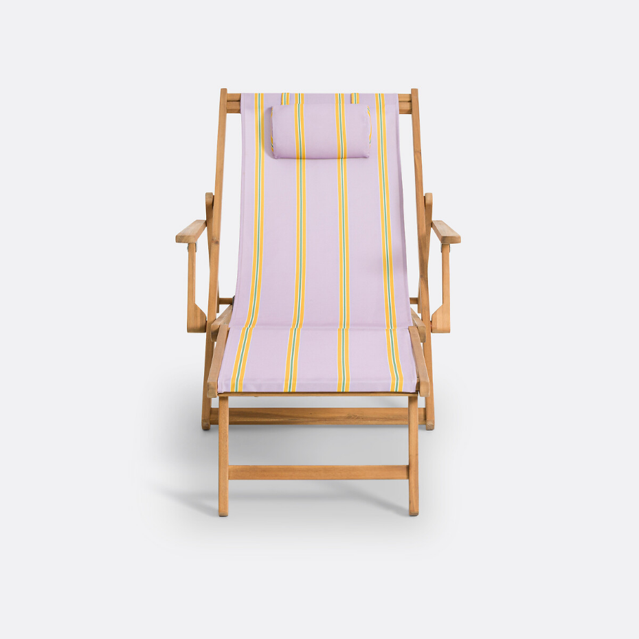Chaise longue acacia et toile, Veniza