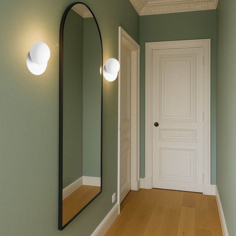 Applique verre et métal blanc Ninfea