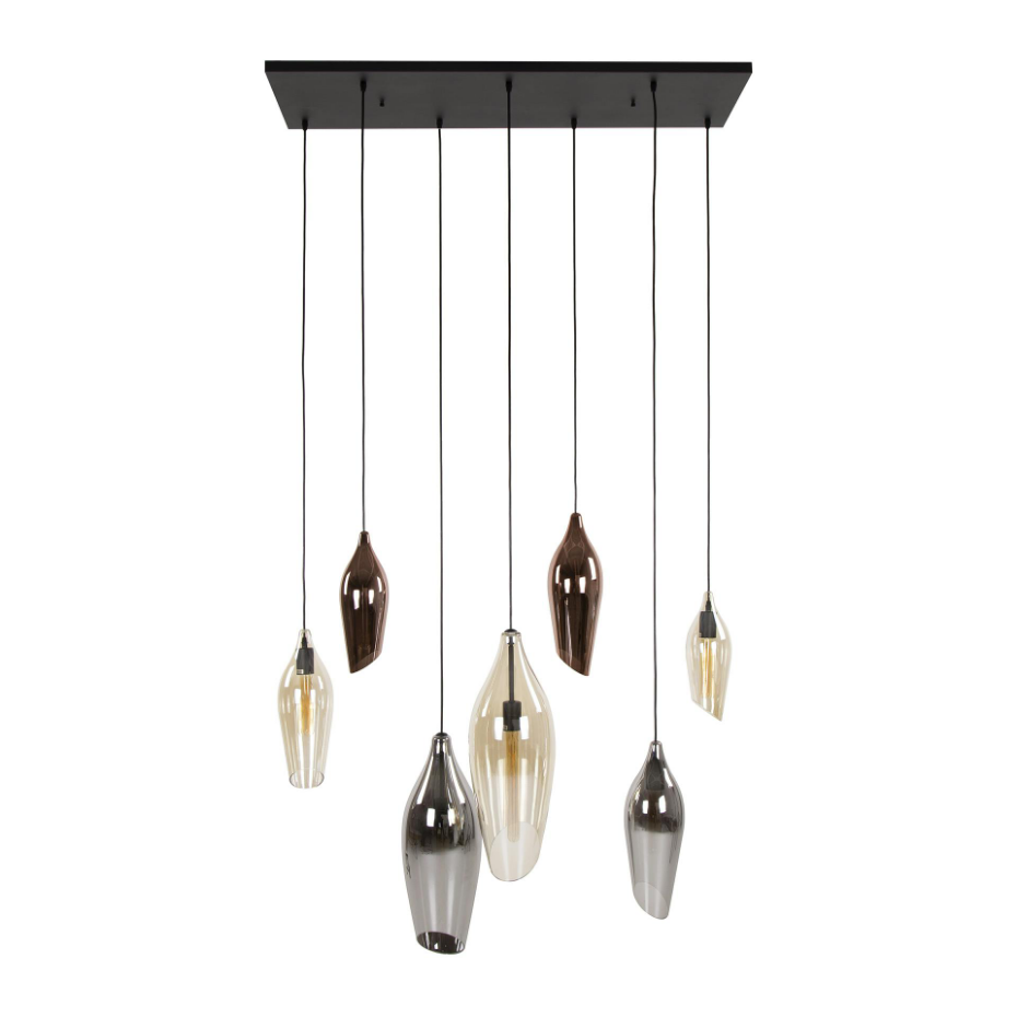 Suspension en verres assortis forme goutte 7 abat-jour NIAGARA