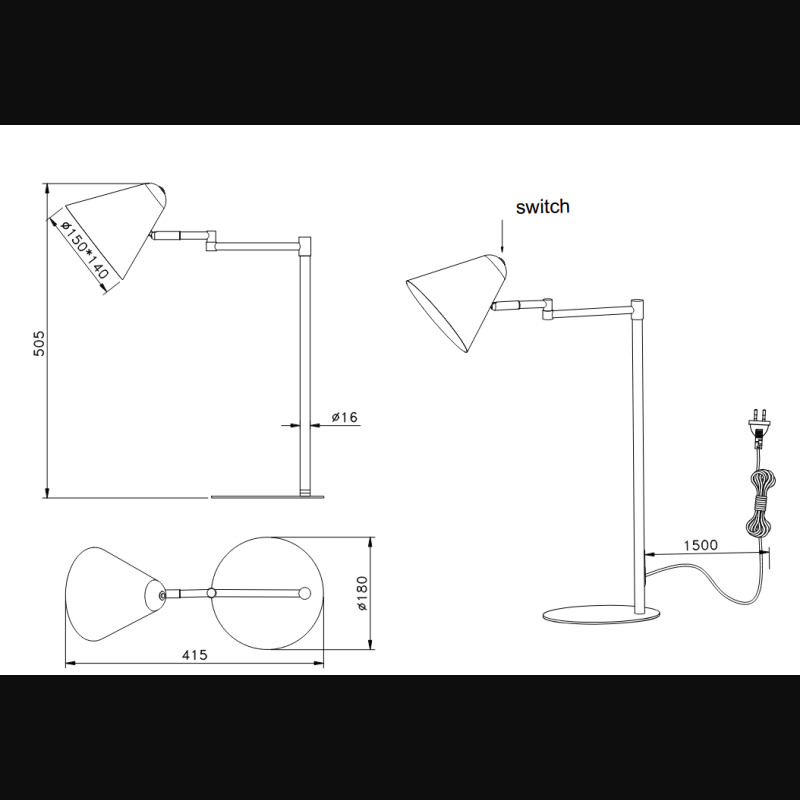 Lampe design en métal industriel, COSIMA