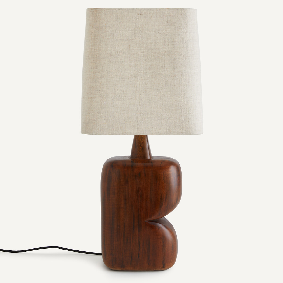 Lampe à poser en manguier et lin, Gyra