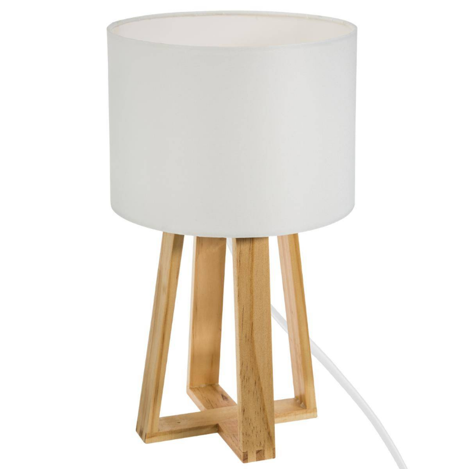 Lampe trépied bois de pin et coton MOLU