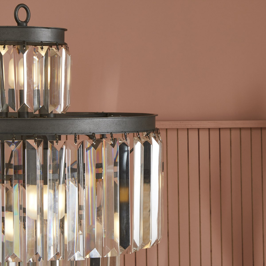 Lampadaire verre métal gris Fulgurant