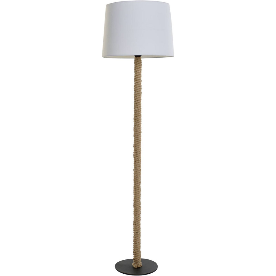 Lampadaire rond en corde et métal Mediterraneo Lampara Cuerda