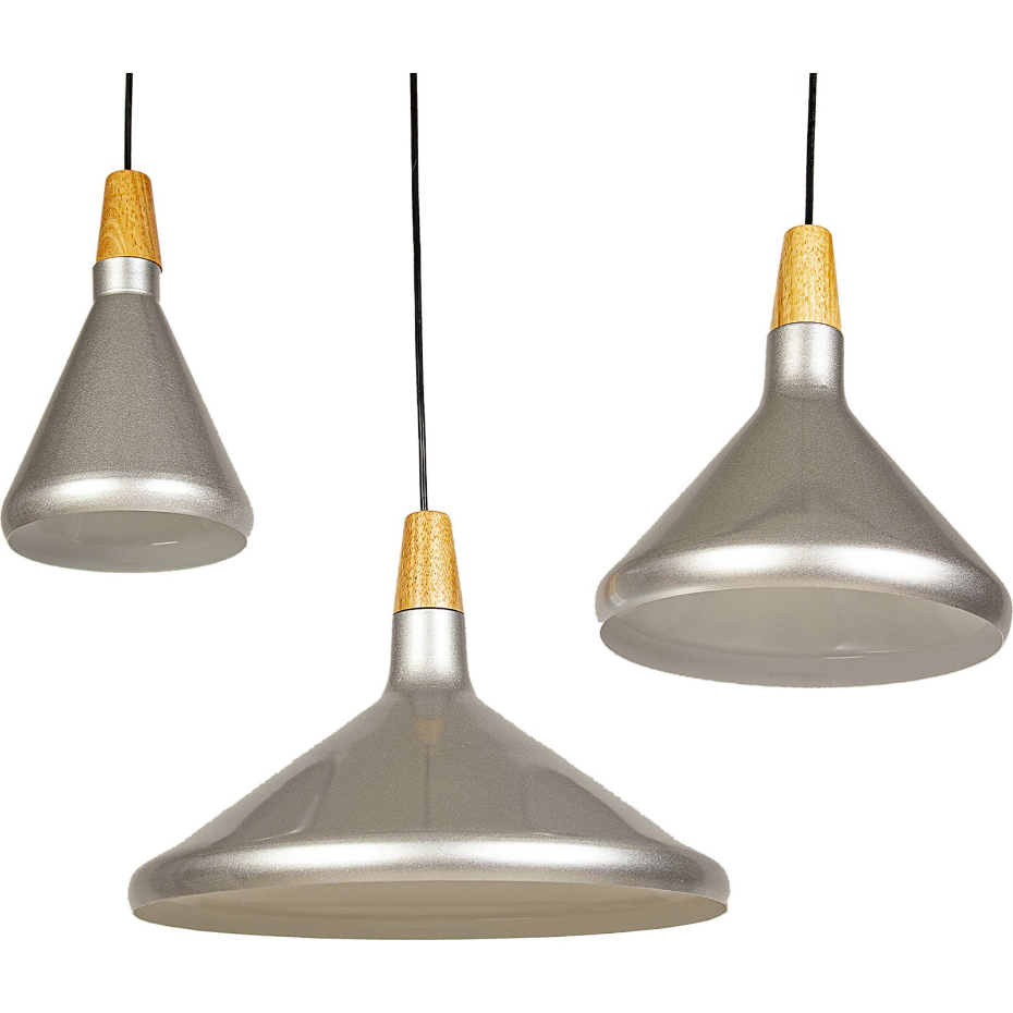 Suspension ronde en aluminium et bois