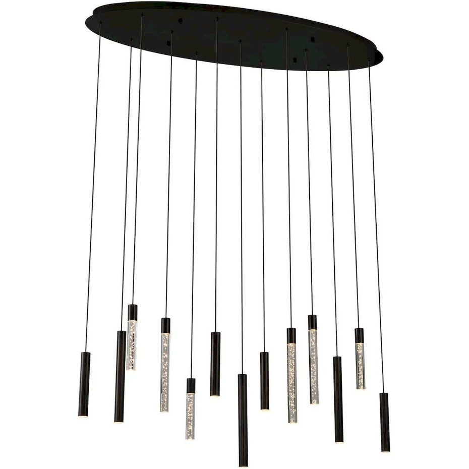 Lustre suspension ovale en fer 13 lampes design contemporain