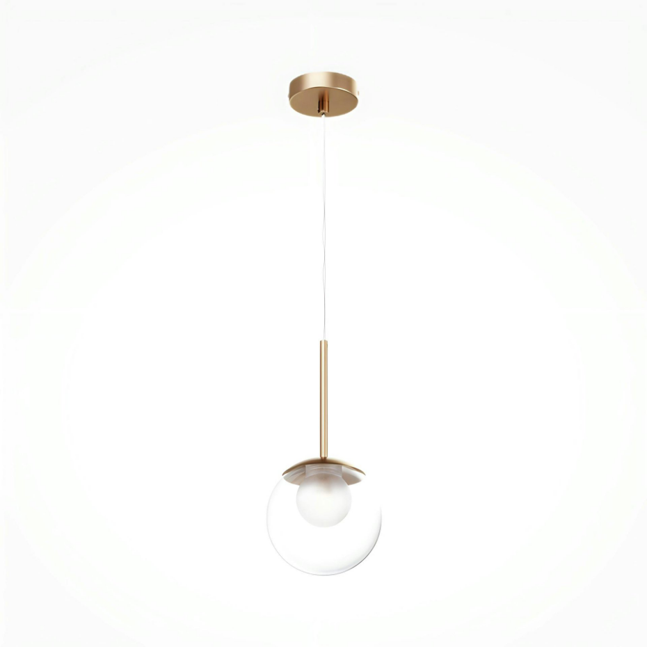 Suspension globe en verre & tige or, 15 cm DELTONA