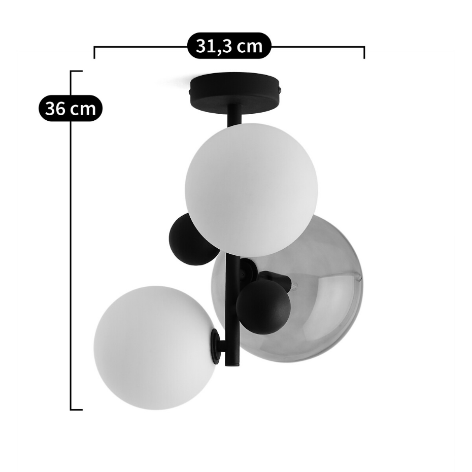 Plafonnier suspension verre fumé/métal, Bullesco