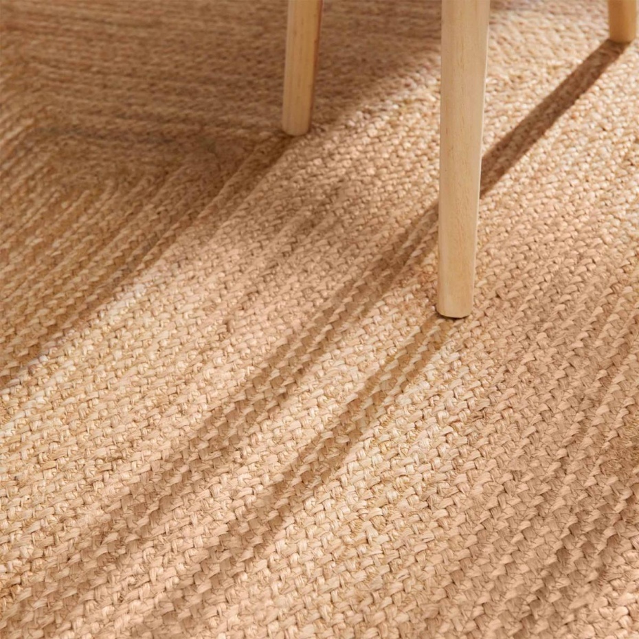 Tapis salon motif simple, JUTE L tissé main, design chaleureux