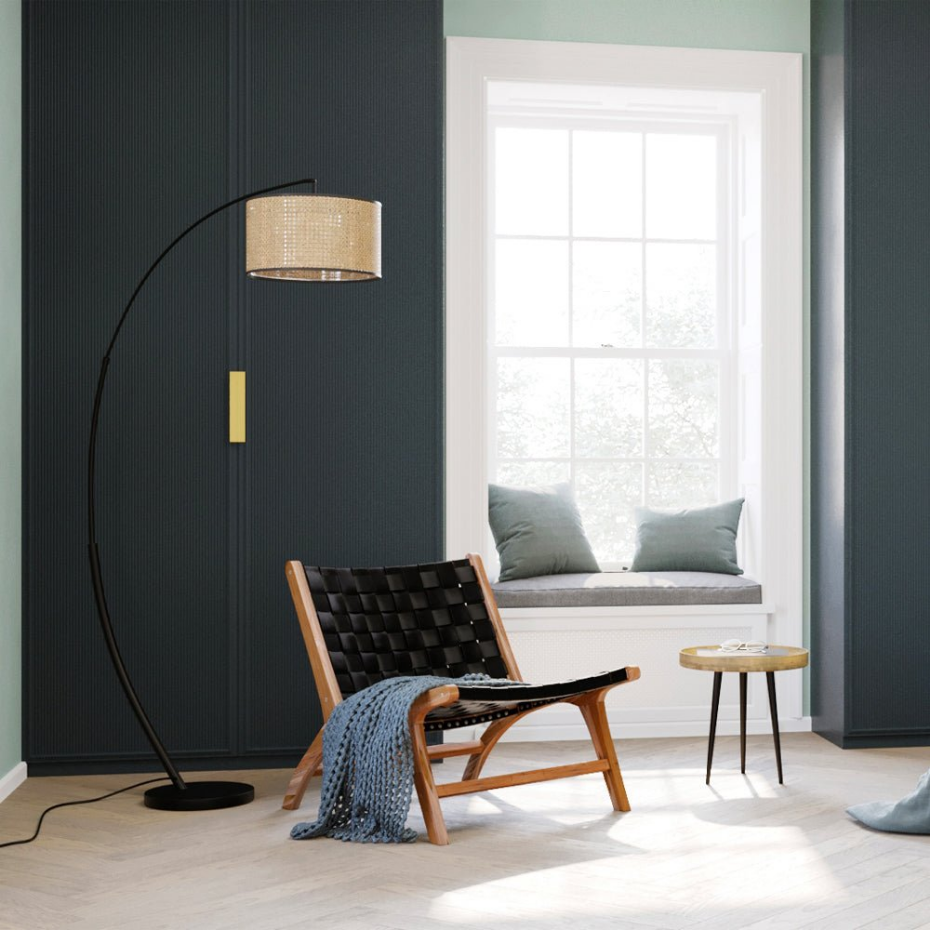 Lampadaire en rotin et métal - AIMÉE