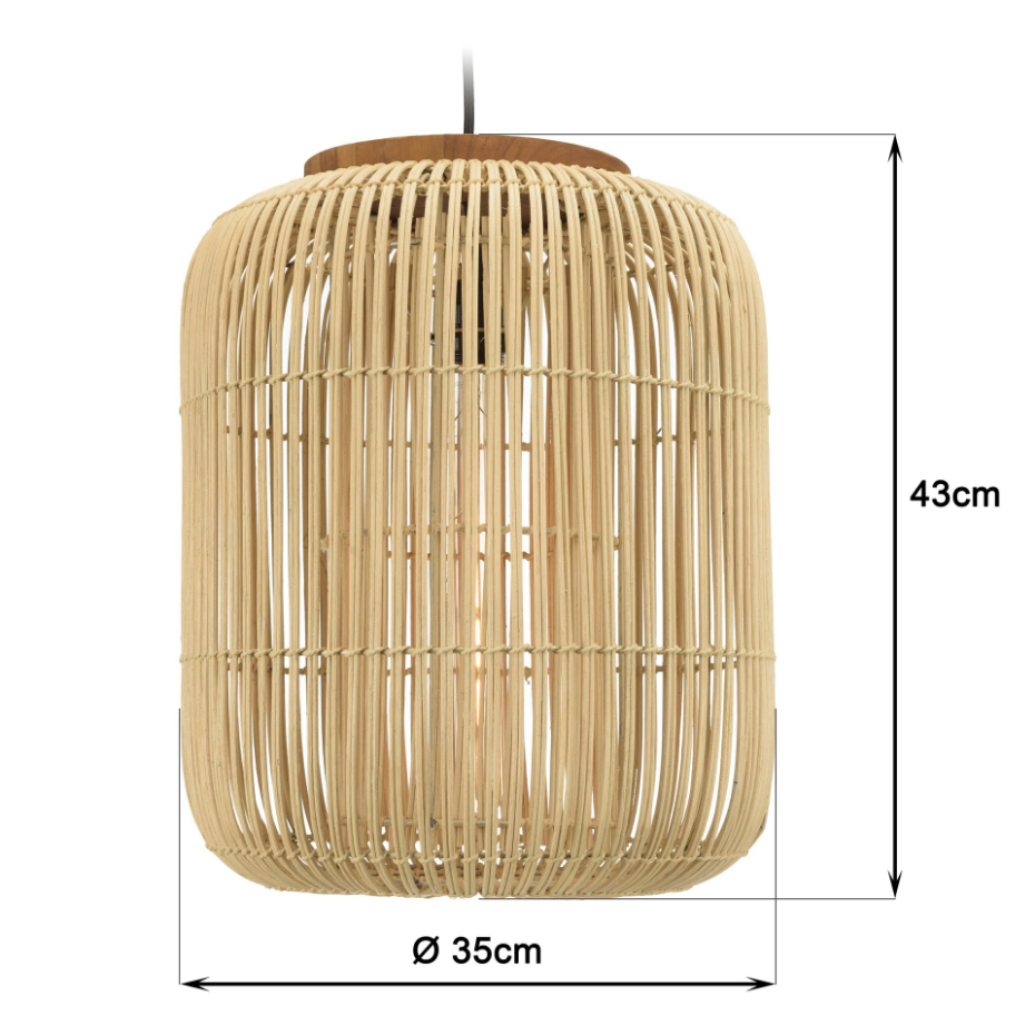 Suspension en rotin allongée 35cm FOLELLI