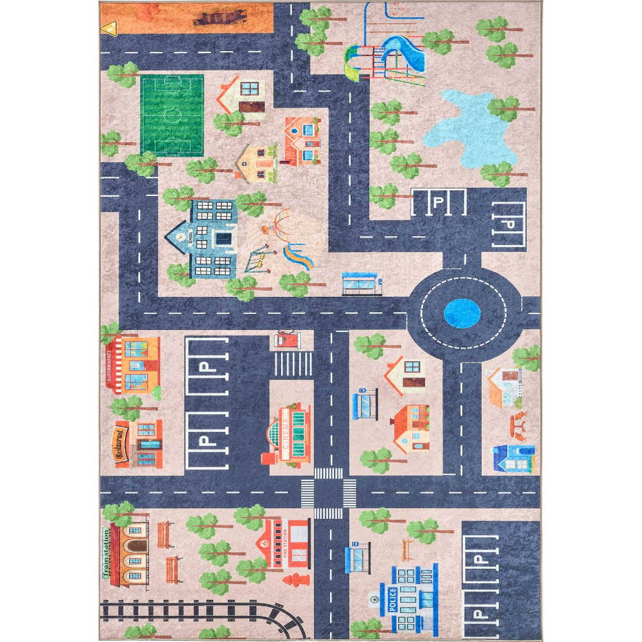 Tapis rectangulaire en polyester imprimé HAPPY