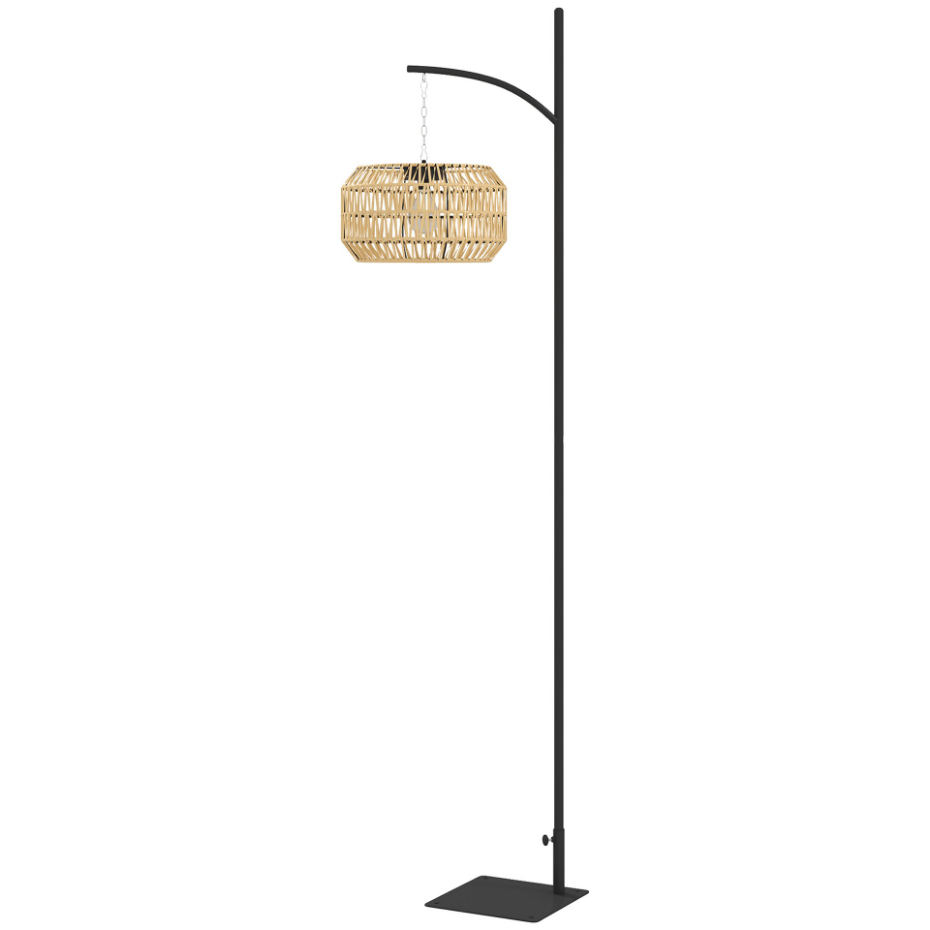 Lampadaire extérieur LED bohème résine effet rotin
