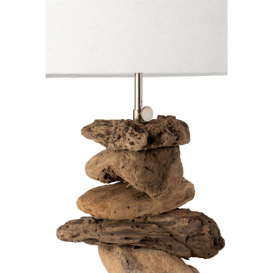 Lampe à poser en bois flotté avec abat-jour