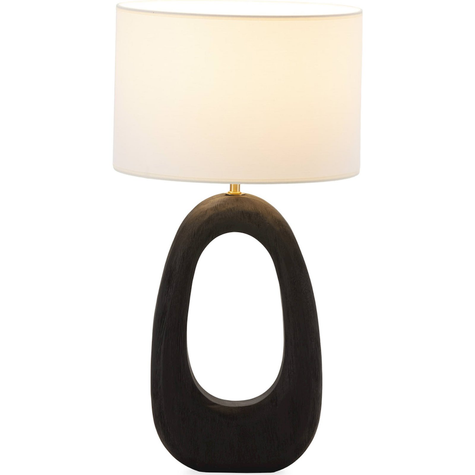Lampe de table ovale en bois de manguier