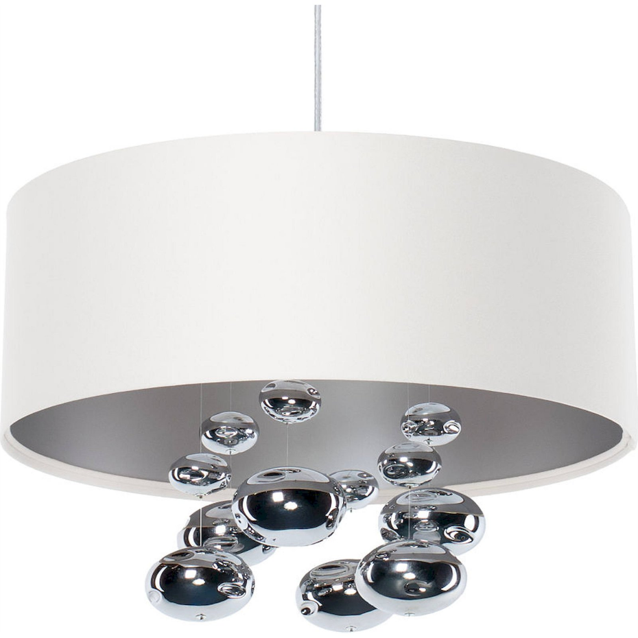 Suspension ronde en tissu et boules argentées Bubble Light