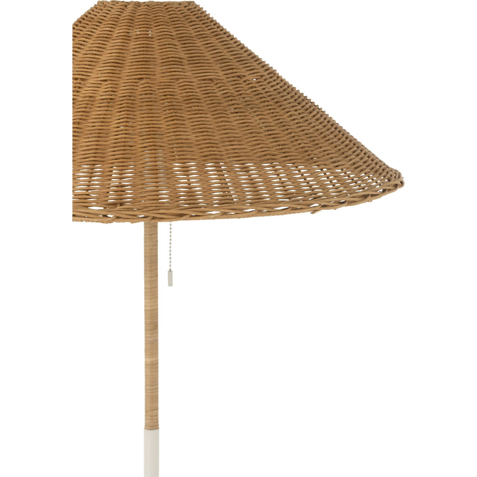 Lampadaire rond en métal et rotin