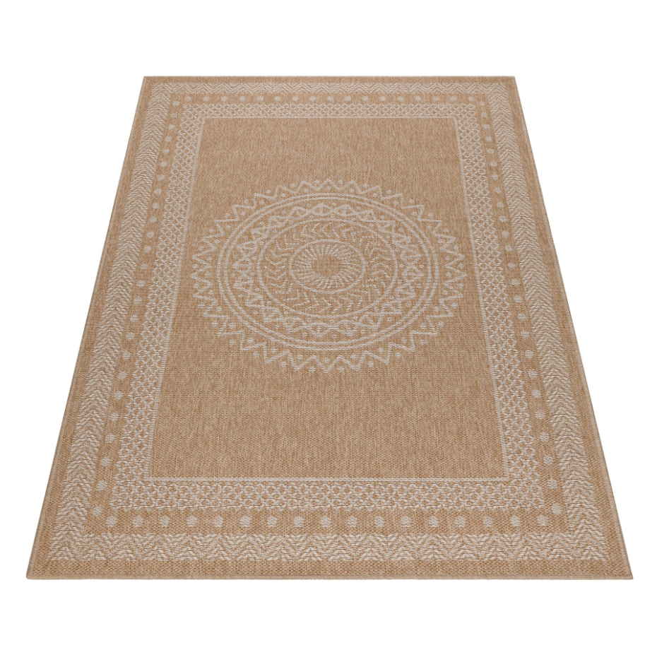 Tapis intérieur extérieur aspect jute à motif mandala DHAKA