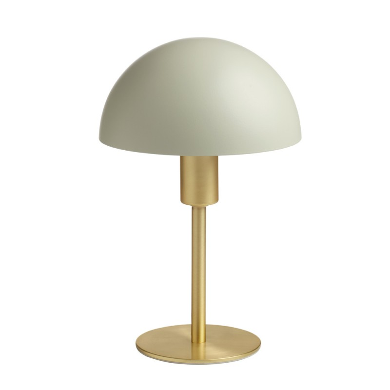 Lampe A Poser Poma Metal En Laiton Mat Et Abat-jour Crème