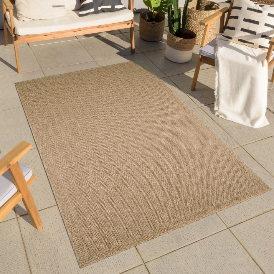Tapis intérieur extérieur aspect jute cheuvrons NATURE