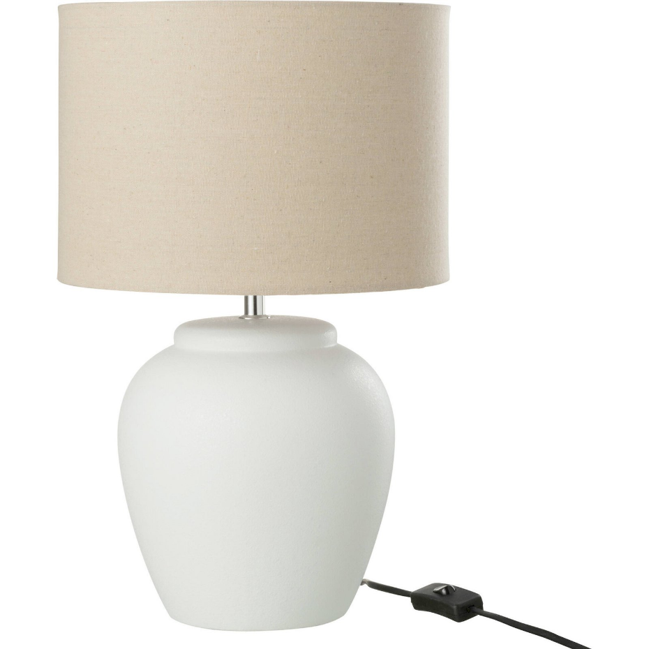 Lampe de salon en poterie ronde avec abat-jour en lin