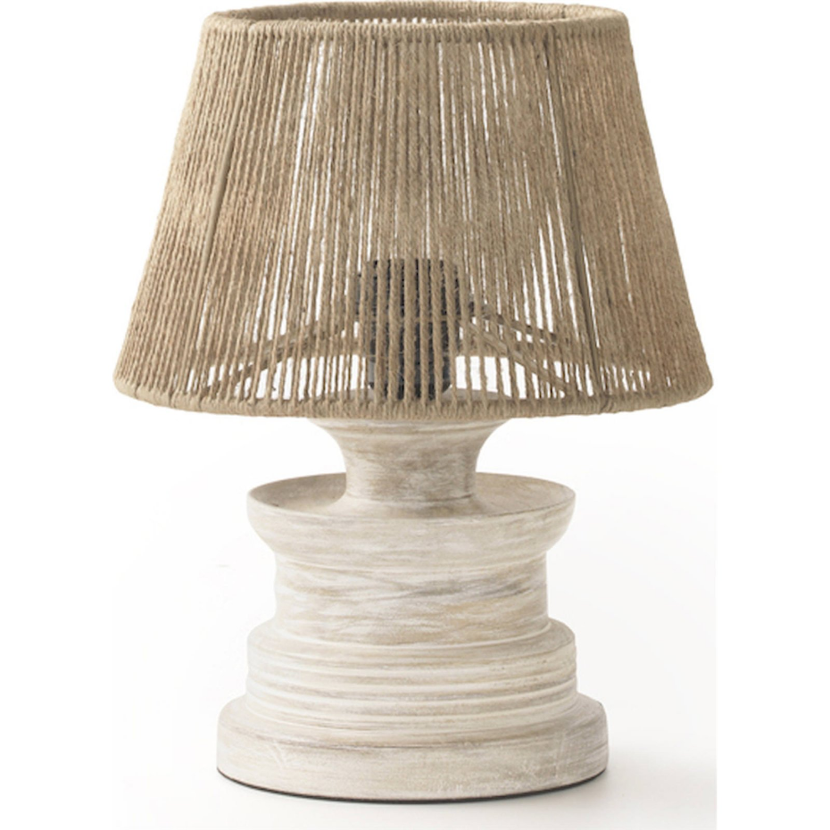 Lampe de table en bois et jute forme ronde