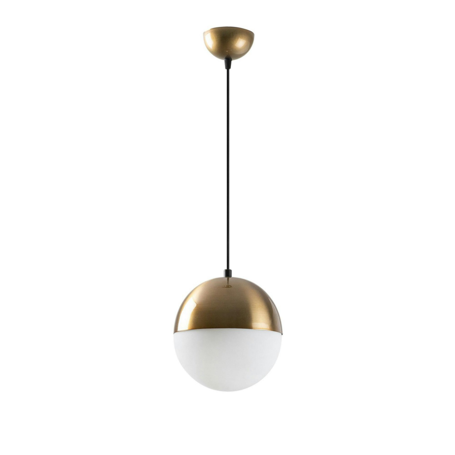 Suspension vintage globe blanc & doré Ø20 cm SIERRE