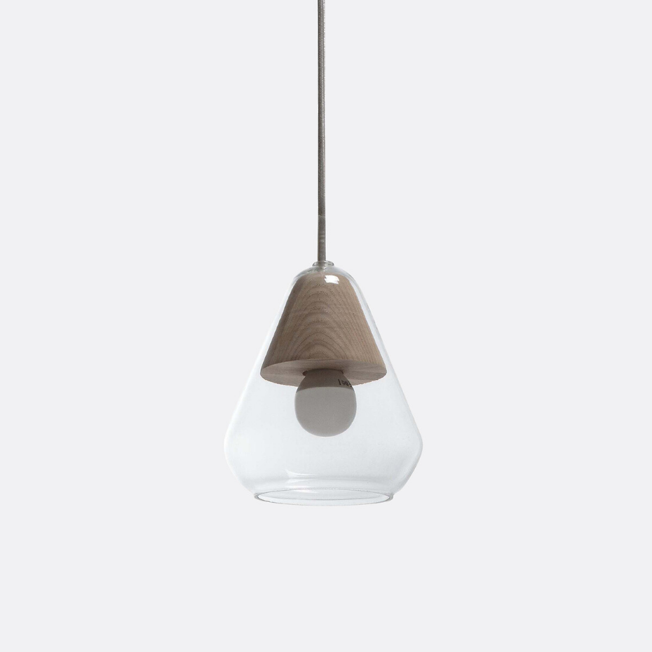 Suspension verre et bois Ø14 cm, Nasoa