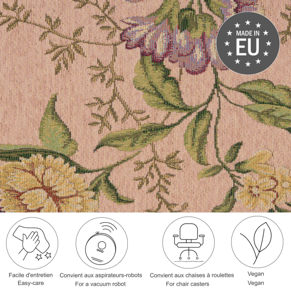 Tapis floral tissé à la machine avec bordure - Flomi
