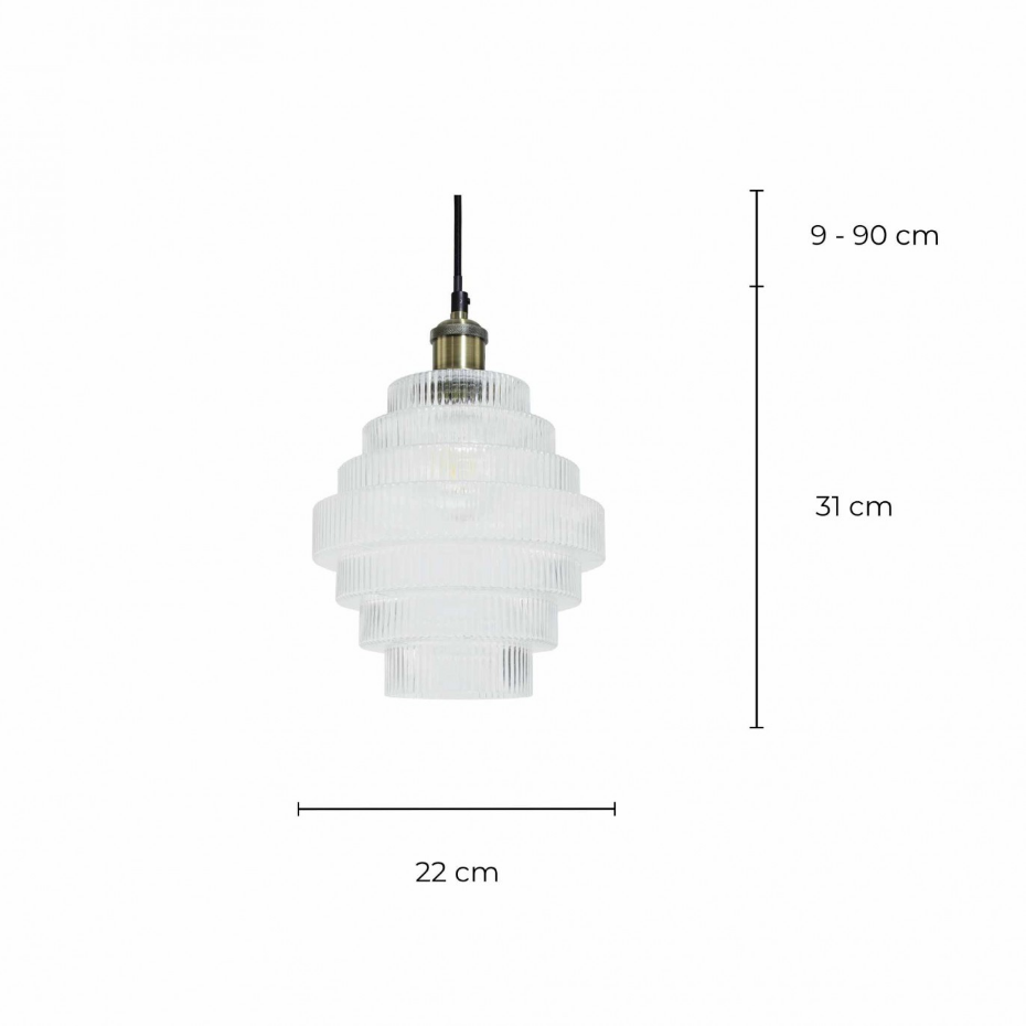 Suspension en verre strié petit modèle, CHALLE