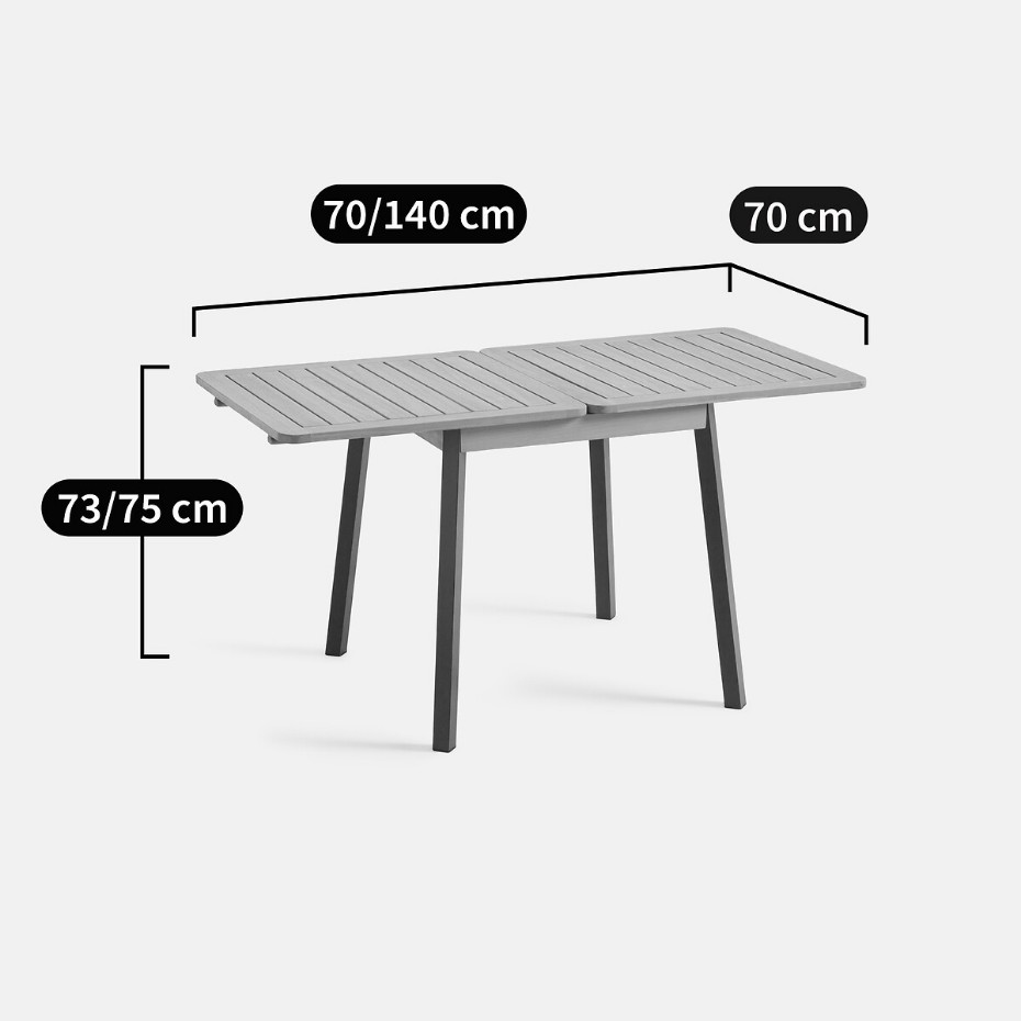 Table jardin extensible métal acier acacia, Jaja