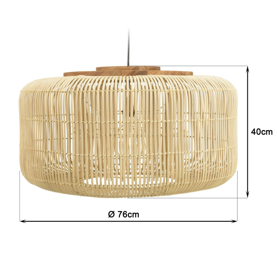 Suspension en rotin ronde 76cm FOLELLI