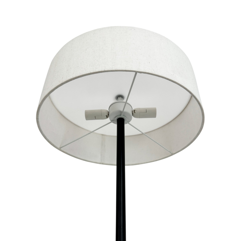 Lampadaire en métal et tissu Noir/Blanc Calix