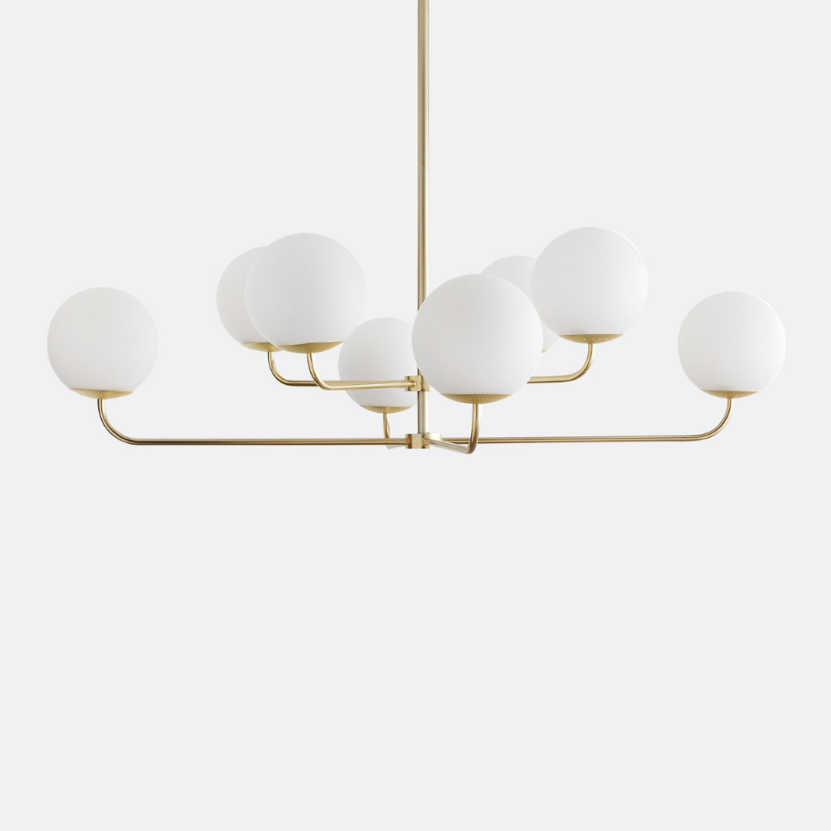 Suspension laiton et verre opaline, Moricio