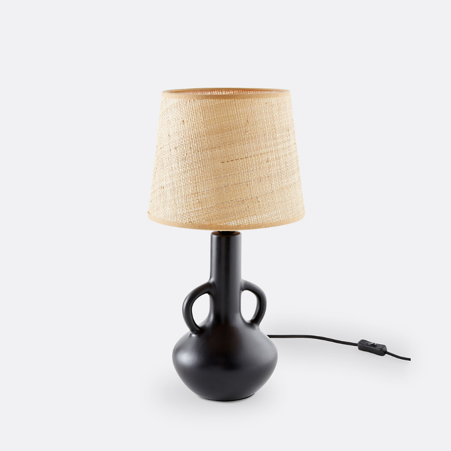 Lampe à poser céramique et raphia, Balsa