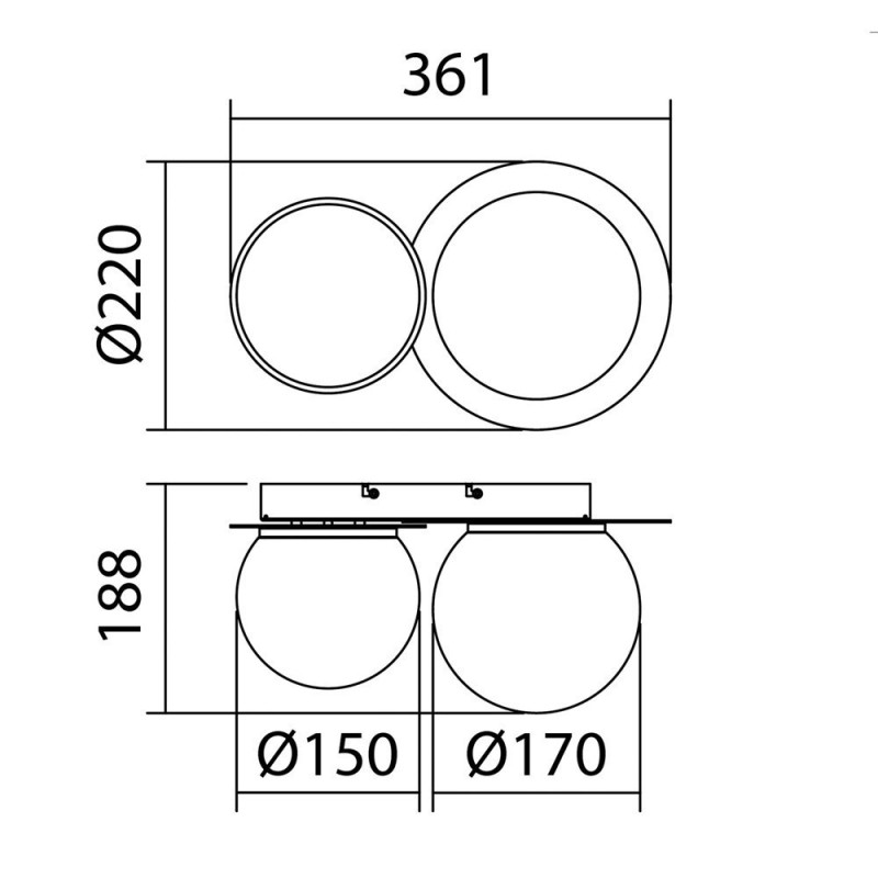 Applique Duo Salle De Bain Laiton Et Noir Mat Ip44 Alix