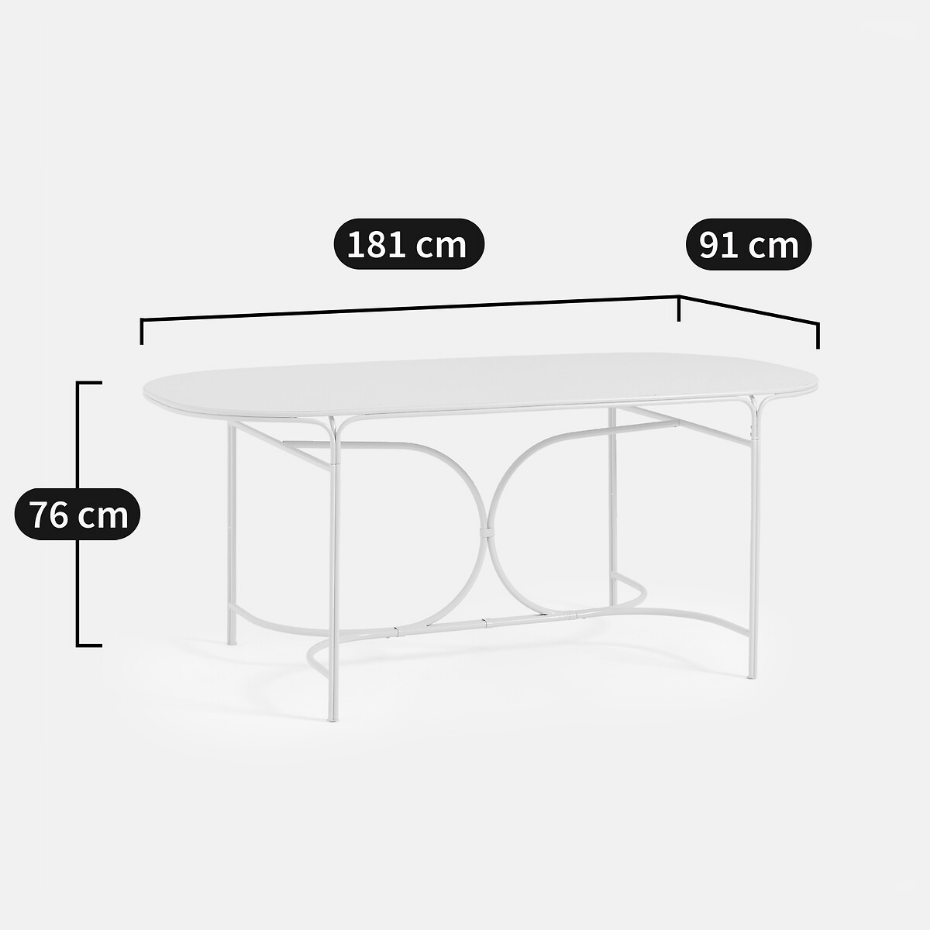 Table de jardin ovale, en métal acier, LACOMO