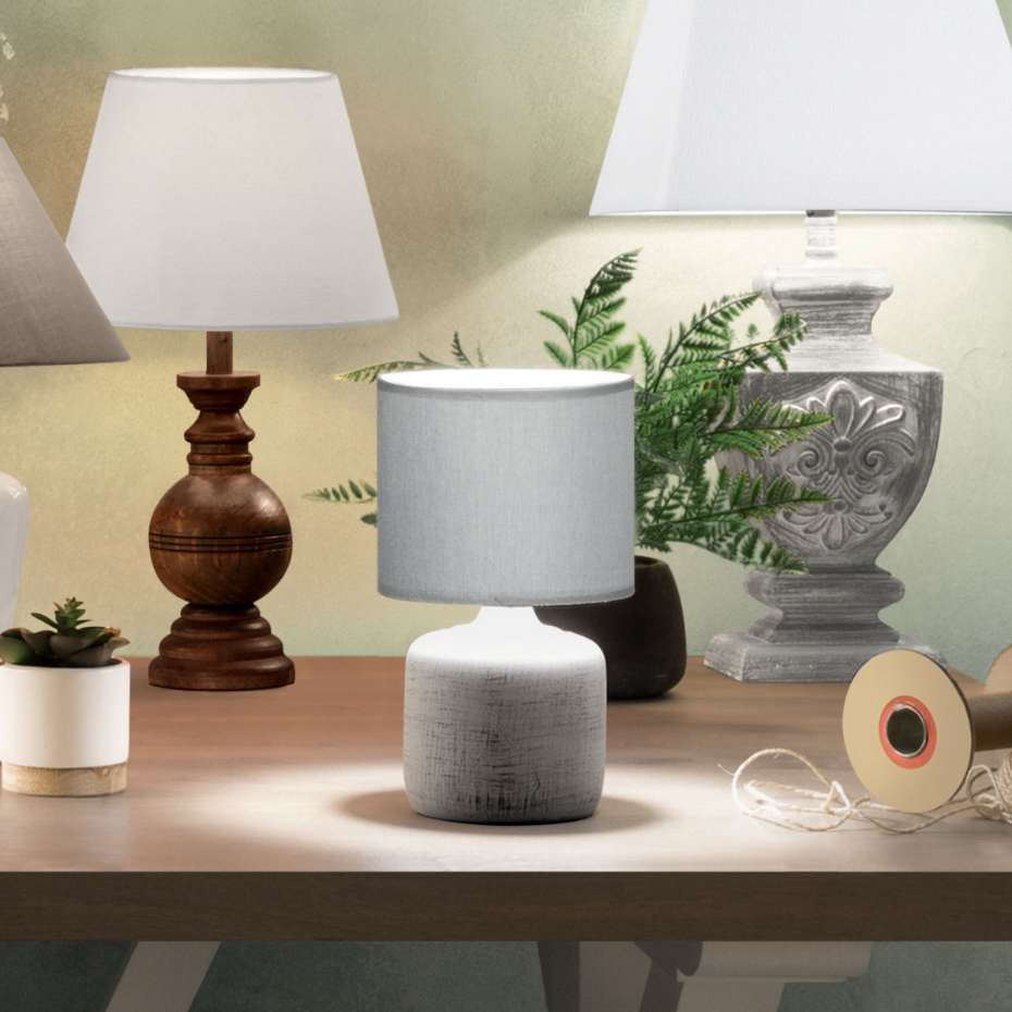 Lampe grès céramique et coton épurée SALTA