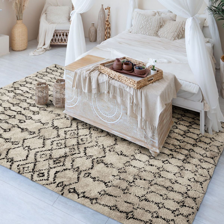 Tapis salon berbère en coton recyclé  BERBERE TRIBAL - style bohème